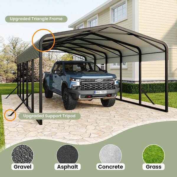 15ftx25ft Metal Heavy Duty Outdoor Garage Carport with Reinforced