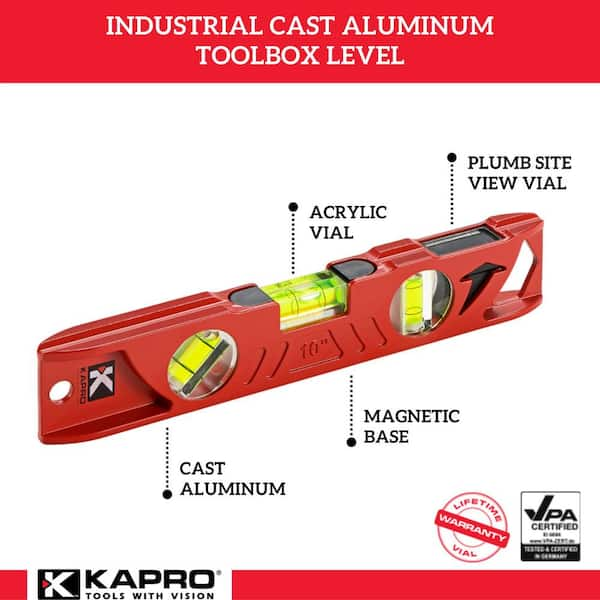 10 in. Magnetic Cast Toolbox Level with Plumb Site