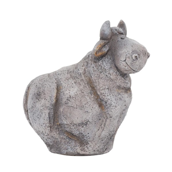 14 in. Polystone Indoor Outdoor Cow Garden Sculpture