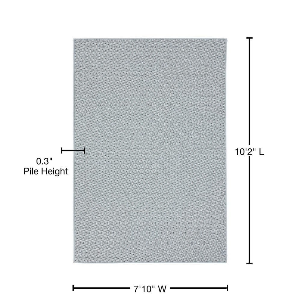Blue and Cream Geometric 8' x 10' Indoor/Outdoor Rug