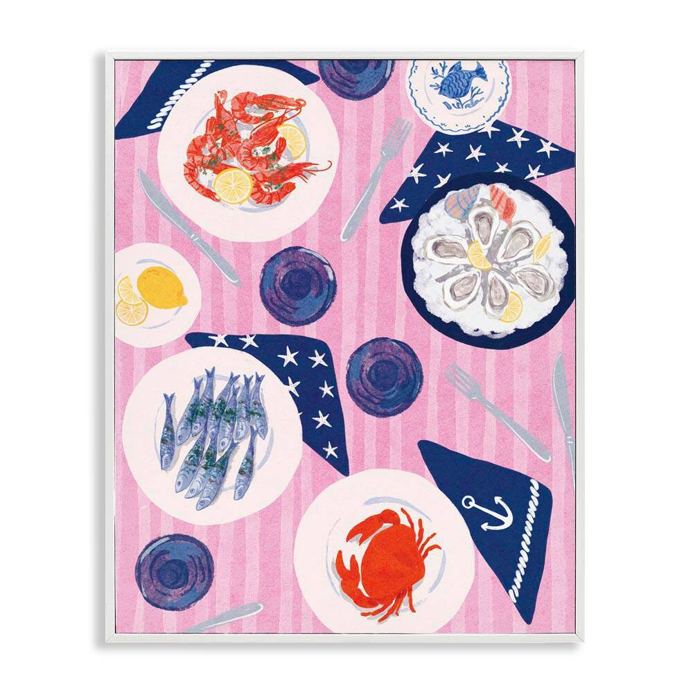 Seafood Plates Table by Be Ni La White Framed Food Giclee Art Print 20 in. x 16 in. price history on PriceWatchPro