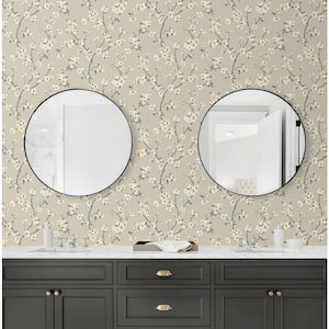 Sakura Sterling Floral Blossom Vinyl Peel and Stick Wallpaper Roll (Covers 30.75 sq. ft.)