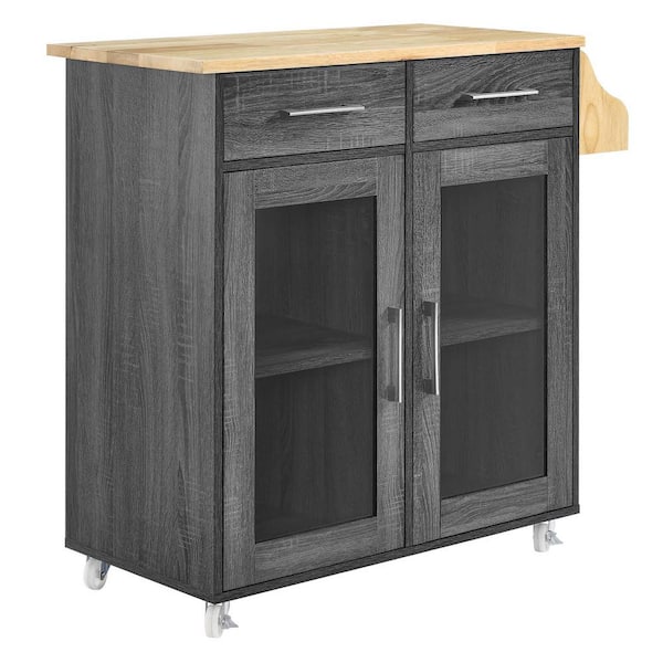 MODWAY Cuisine Kitchen Cart in Charcoal Natural