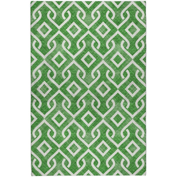 Dream Shag Premium Machine Washable Abstract ADS621 Emerald 8 ft. x 10 ft. Area Rug
