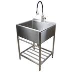 25 in. x 22 in. x 34 in. Stainless Steel Apron-Front Freestanding Utility/Laundry Sink with Wash Stand in Brushed Satin