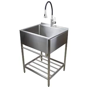 Style Selections 22-in x 24.4-in 1-Basin White Freestanding Laundry Sink  with Faucet at