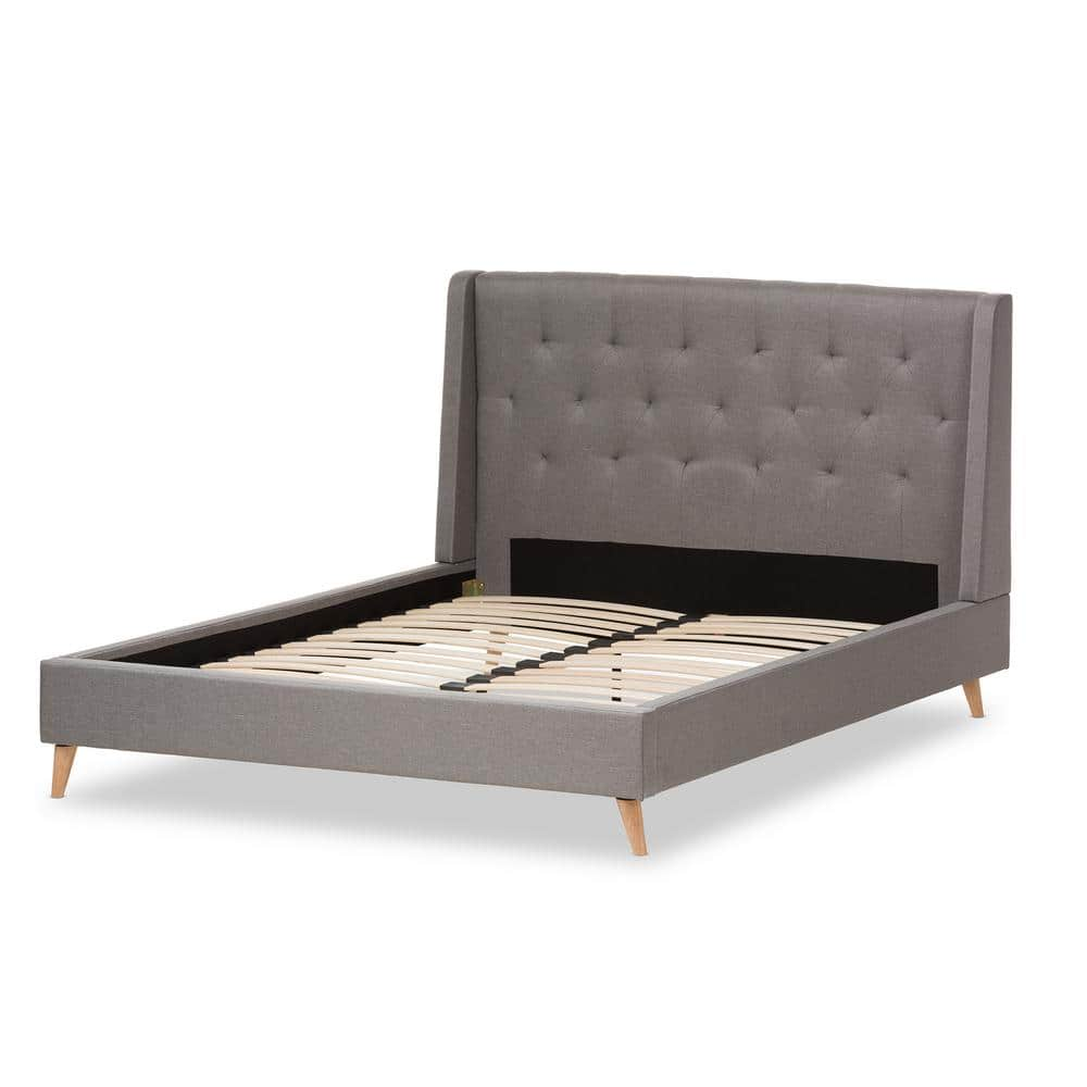 Baxton Studio Adelaide Gray Fabric Upholstered Queen Platform Bed