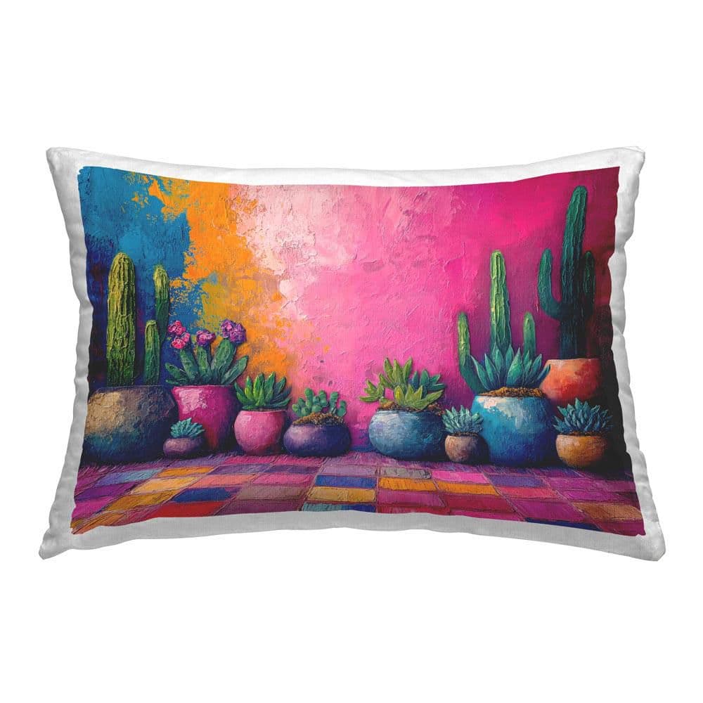 Modern Potted Cactus Pink Floral Polyester 14 in. x 20 in. Throw Pillow price history on PriceWatchPro