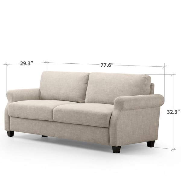 Zinus Josh 3-Seat Beige Upholstered Sofa SSTD-BG - The Home Depot