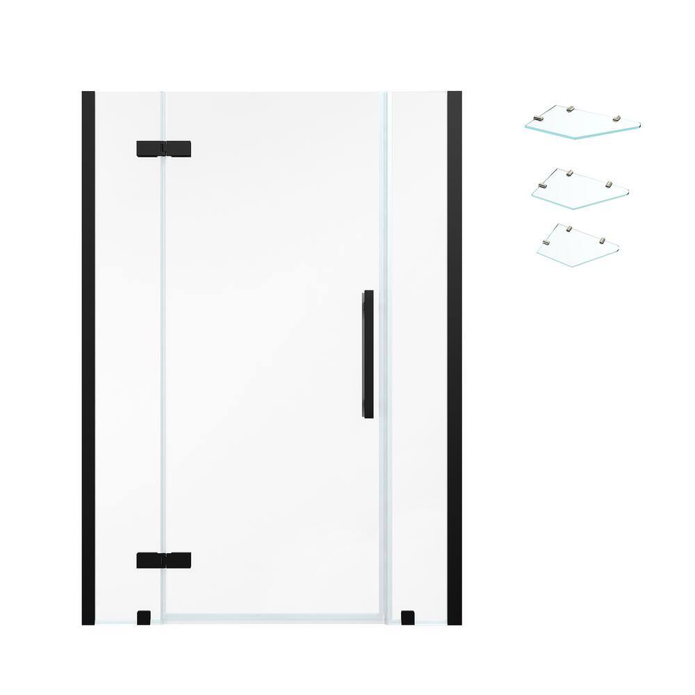 Tampa 52'' W 72'' H Black Frameless Glass Shower Kit