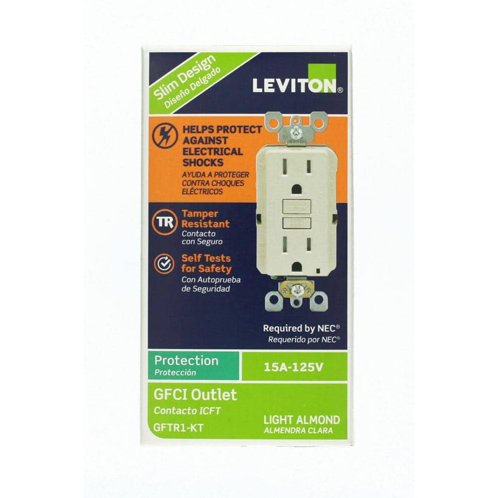 Light Almond Tamper Resistant GFCI Outlet with Wall Plate