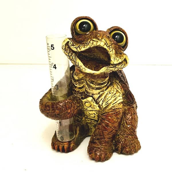 HOMESTYLES 7 in. H Whimsical Turtle Rain Gauge Home and Garden Figurine
