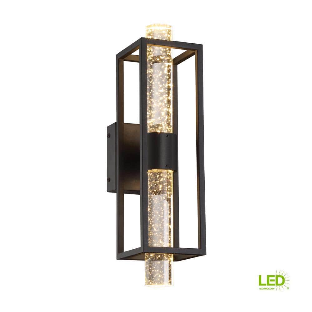 Aloft Black LED Wall Sconce with Clear Seedy Glass
