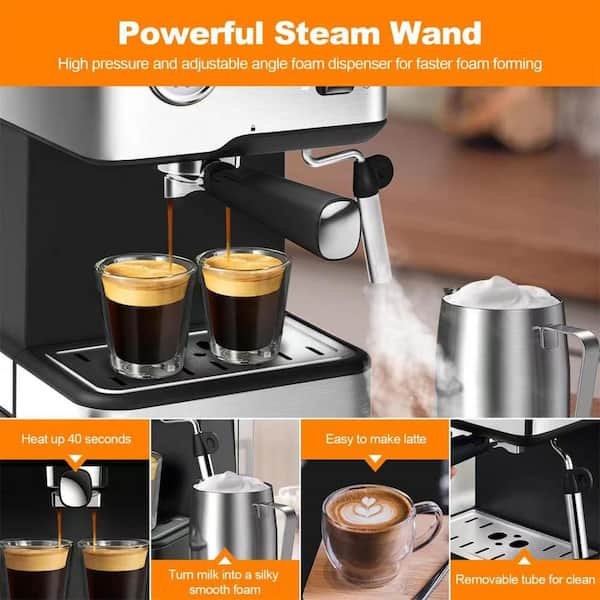 Espresso Coffee Machines 15 Bar With Adjustable Milk Frother Wand
