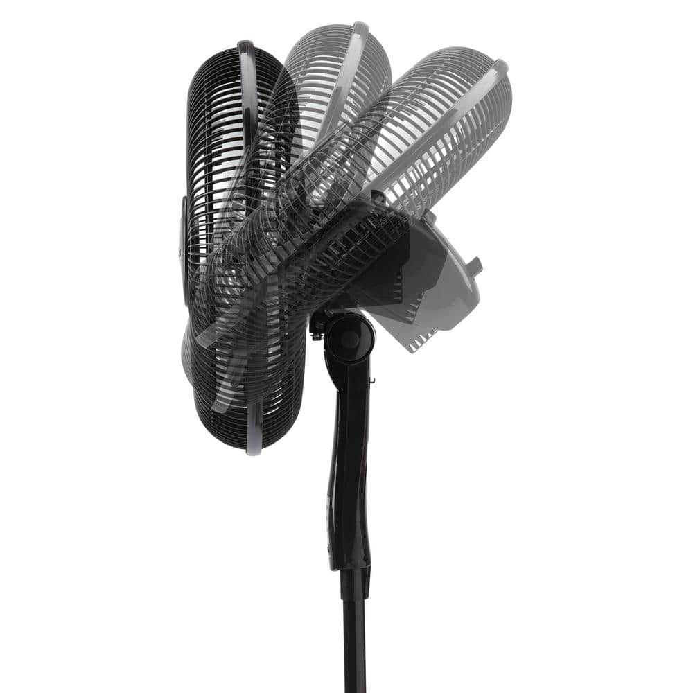 Black Adjustable Height Oscillating Pedestal Fan with Remote Control