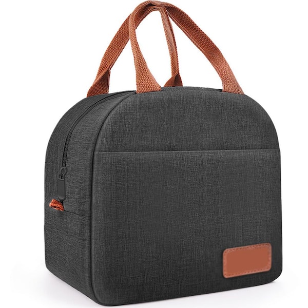 Black Reusable Lunch Bag, Large Capacity for Work, Travel, Picnic