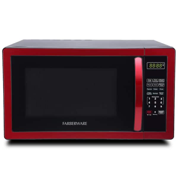 Farberware 1.1 cu. Ft. 1000-Watt Countertop Microwave Oven in Metallic Red
