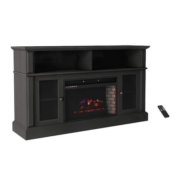 Northwest 59 in. Freestanding Console Electric Fireplace TV Stand in Woodgrain Black