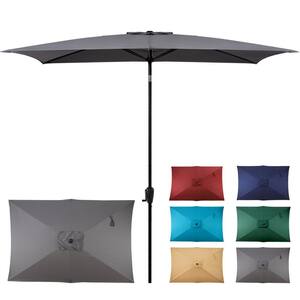 6.6 ft. x 9.8 ft. Rectangular Steel Market Umbrella in Grey