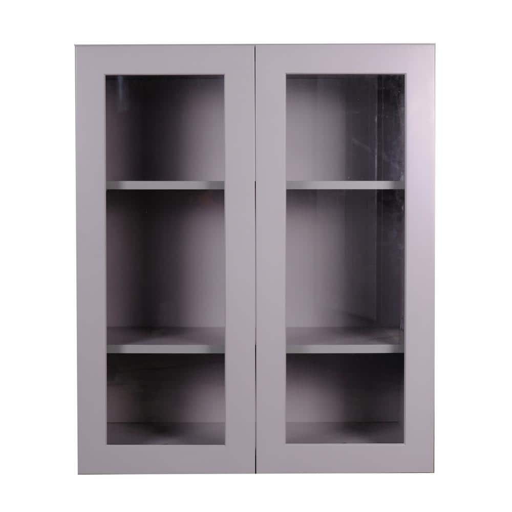 Bremen 36 in. W x 12 in. D x 36 in. H Gray Plywood Assembled Wall Glass-Door Kitchen Cabinet with Soft-Close price history on PriceWatchPro