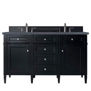 Brittany 60 in. W x 23.5 in.D x 34 in. H Double Bath Vanity in Black Onyx with Quartz Top in Charcoal Soapstone