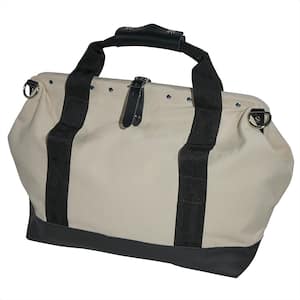 Tool Bag, Canvas with Leather Bottom, 11 Pockets, 18-Inch