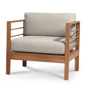 Leon Teak Outdoor Lounge Chair with Sunbrella Charcoal Cushion