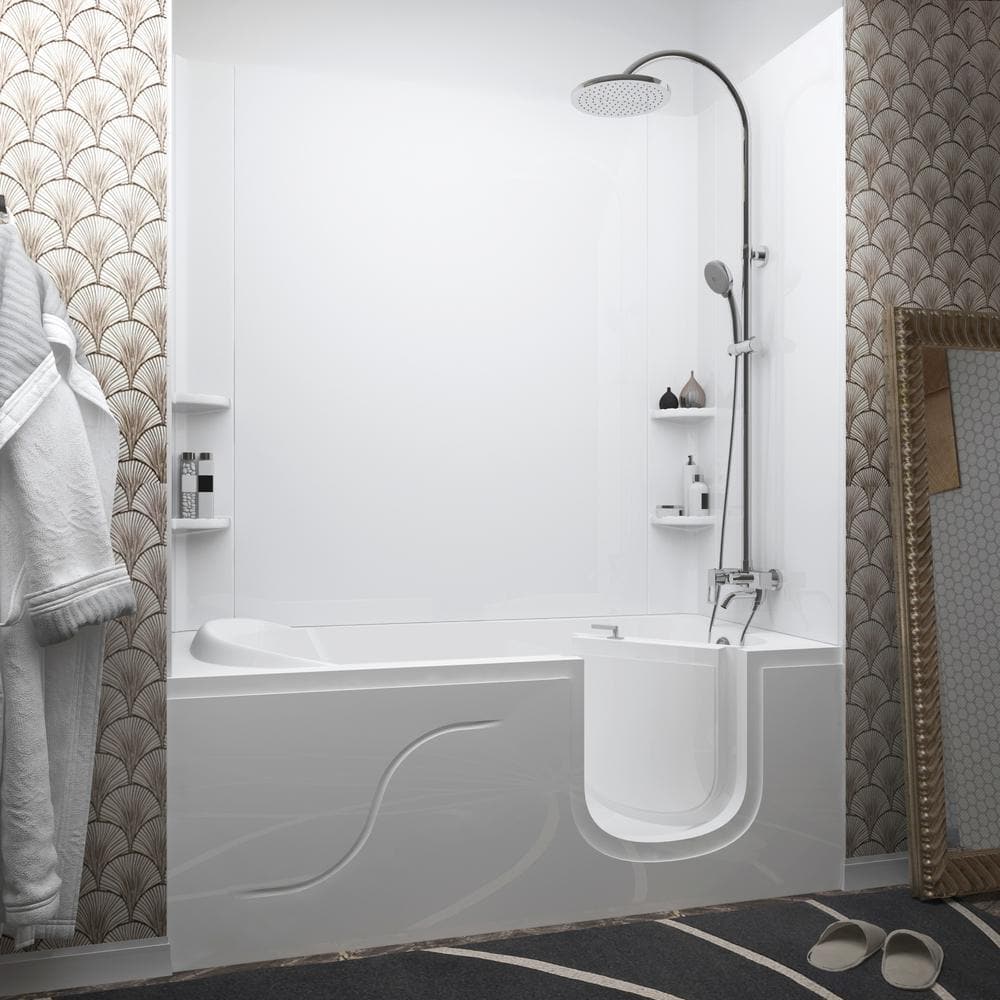 Ashton 60'' White Acrylic Walk-In Soaking Bathtub