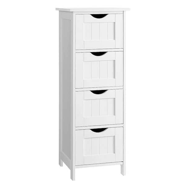 11.8 in. W x 11.8 in. D x 32.3 in. H White Linen Cabinet with Drawers