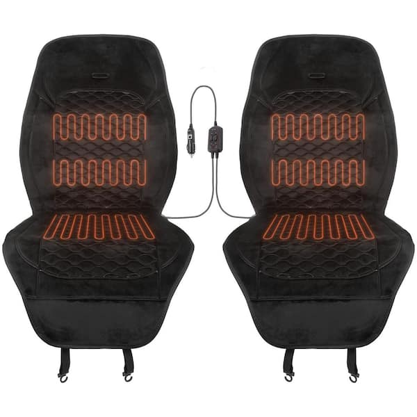 Stalwart Universal 21 in. L x 48 in. W 12-Volt Heating Pads for Car Seats with Independent High and Low Settings Black (2-Pack)