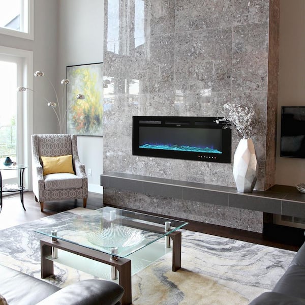 36 in. Classic Electric Fireplace Insert, Built-in or Wall-Mounted, with Remote and Realistic Flame