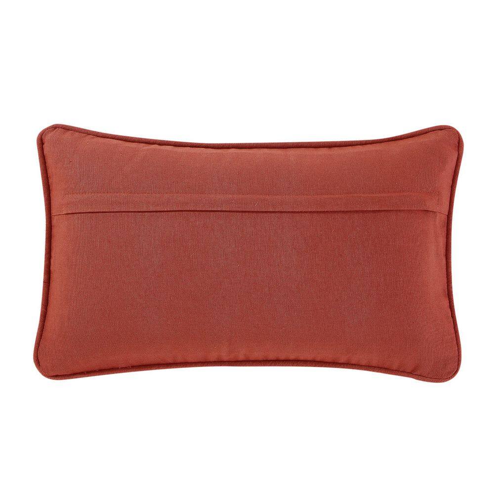 Jada Rectangular Rust Woven Cotton and Jute Pillow