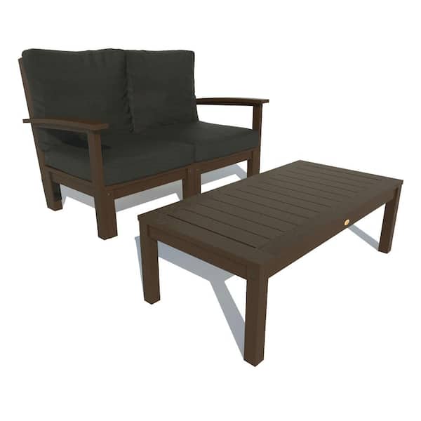 Highwood Bespoke Deep Seating 2-Piece Plastic Outdoor Loveseat and Conversation Table with Cushions