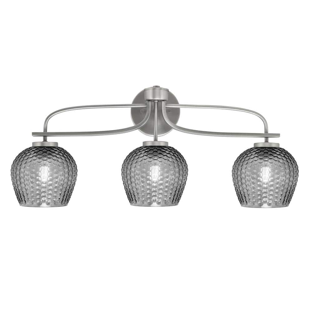 Olympia 27.5 in. 3-Light Graphite Vanity Light Smoke Textured Glass Shade