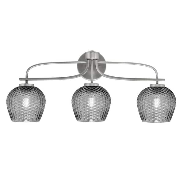 Unbranded Olympia 27.5 in. 3-Light Graphite Vanity Light Smoke Textured Glass Shade