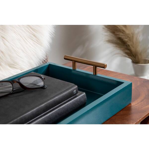 Kate and Laurel Lipton Teal Decorative Tray 219566 - The Home Depot