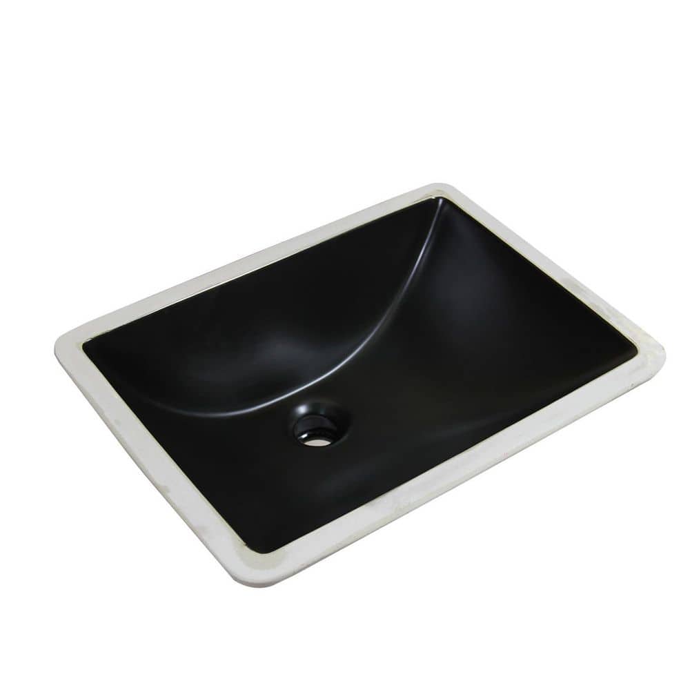ふぐた Yingze 18 in. Undermount Rectangular Bathroom Sink in Matte Black