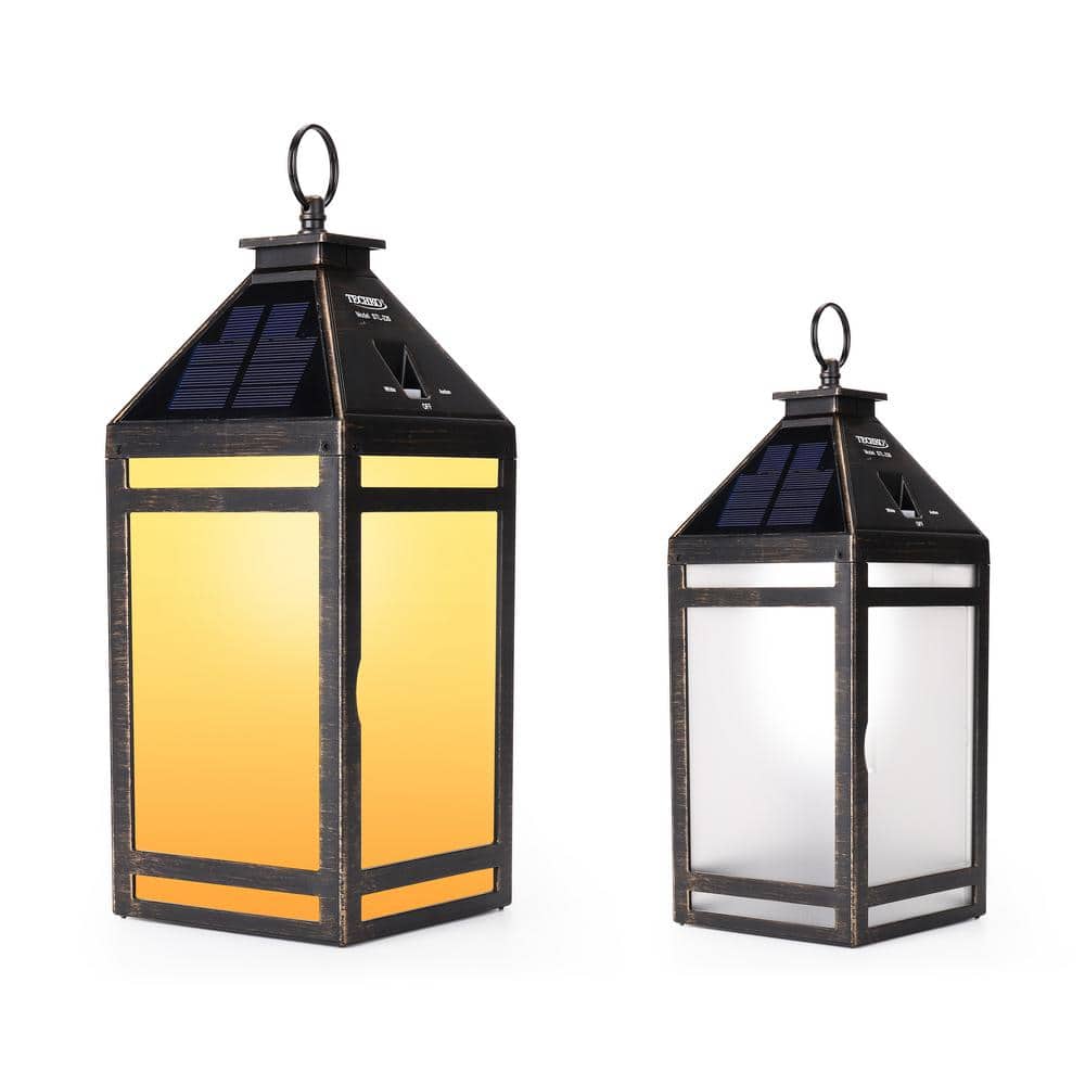 12.88 Outdoor Vintage Solar LED Lantern with Auto Dawn-to-Dusk Sensor