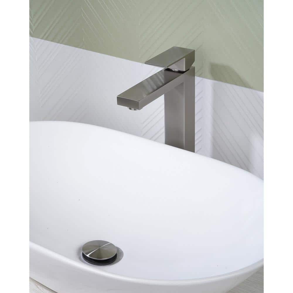 Brushed Nickel High Arc Single Handle Bathroom Faucet