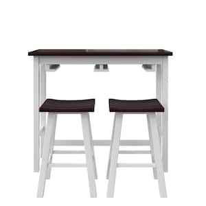 Bryna, White/Brown, Particle Board 42 in. Kitchen Prep Table with 3-Stools