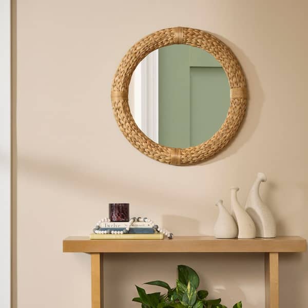 Round Water Hyacinth Framed Mirror (24 in. W x 24 in. H)
