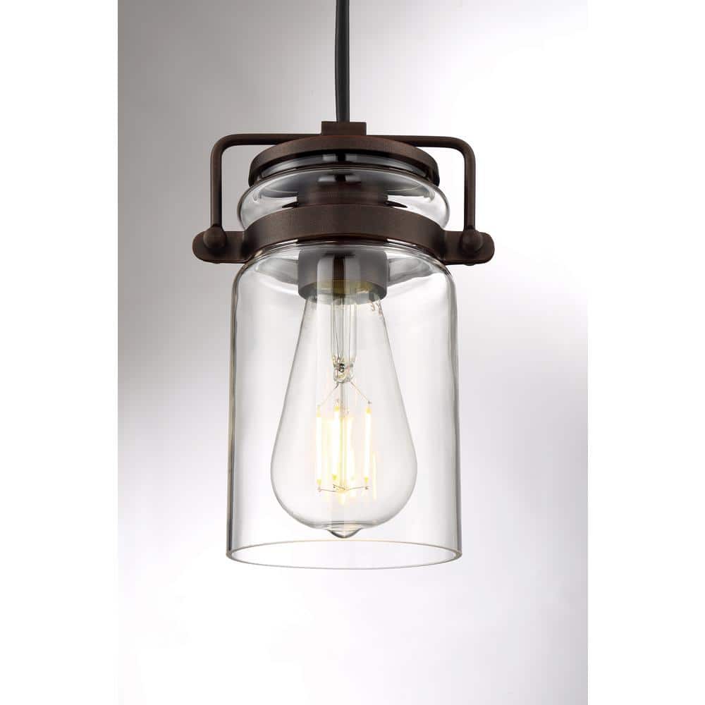 Mahogany Bronze Mini Jar Pendant Light with Clear Glass Shade