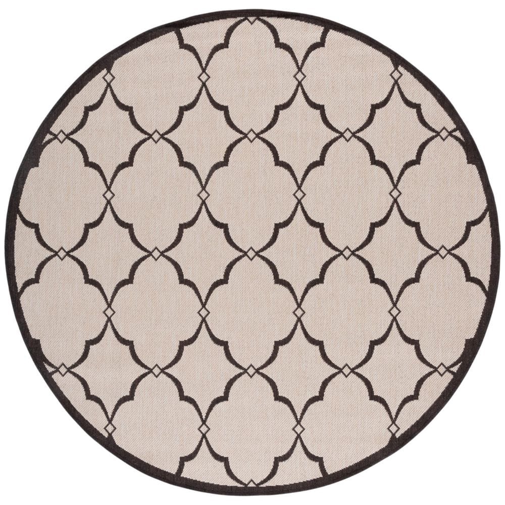Beach House Cream/Brown 7 ft. x 7 ft. Trellis Geometric Indoor/Outdoor Round Area Rug price history on PriceWatchPro