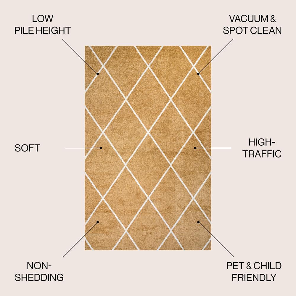 Gold/White Diamond Trellis 8' x 10' Synthetic Area Rug