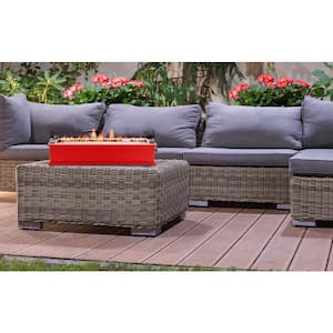Loom X Blossom 28.9 in. L x 9.25 in. W Outdoor Rectangular Steel Liquid Propane Tabletop Fire Pit in Chili Pepper Red
