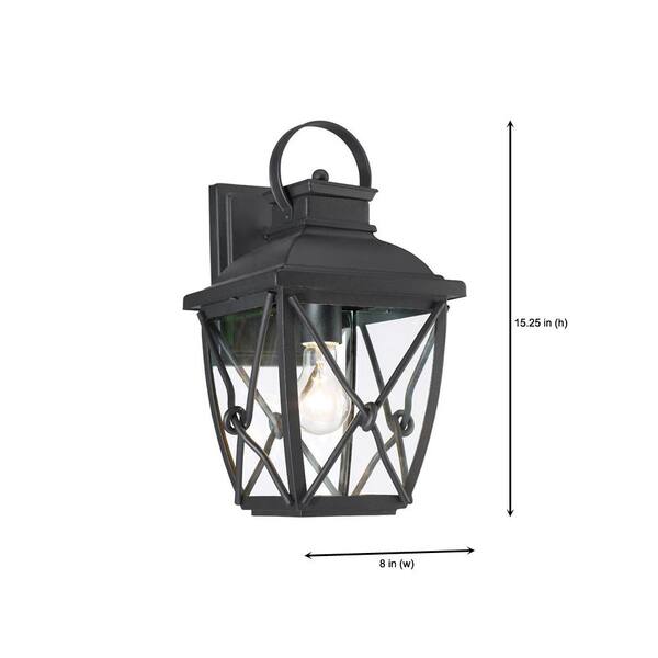 Designers Fountain - Belmont 15.25 in. Black 1-Light Outdoor Line Voltage Wall Sconce with No Bulb Included