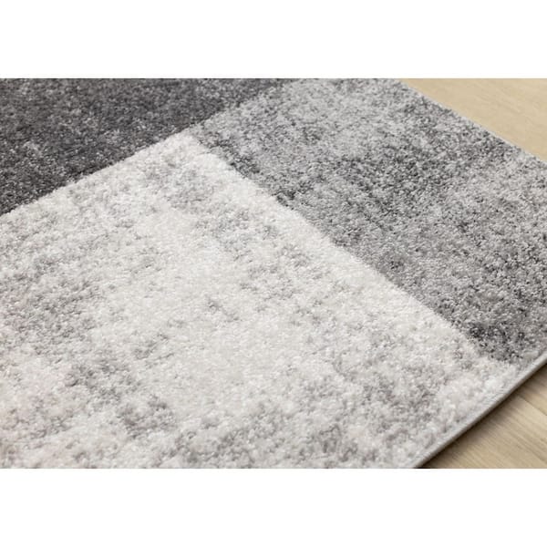 Caldera Collections 5 ft. x 8 ft. Grey Distressed, Geometric Indoor Area Rug