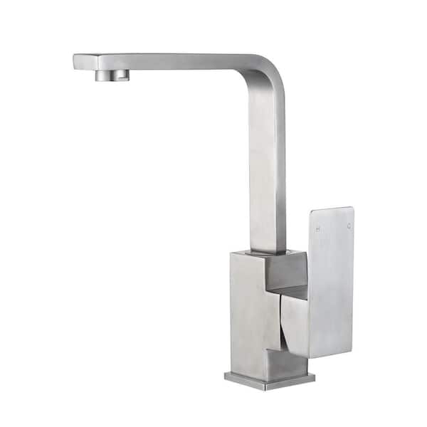 Stainless Steel Single Handle Bar Faucet with Swivel Spout, 2-Aerators and Supply Lines in Brushed Nickel