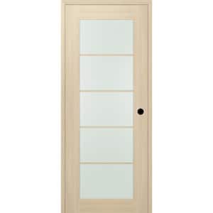 36 in. x 80 in. Vona Left-Hand Solid Composite Core 5-Lite Frosted Glass Loire Ash Wood Single Prehung Interior Door