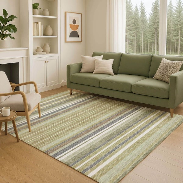 Chantille Machine Washable Indoor/Outdoor Abstract ACN2330 Aloe 5 ft. x 7 ft. 6 in. Area Rug